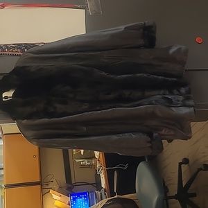 Reversible black leather mink 3/4 coat